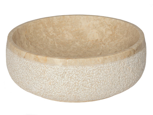 Gral Round Vessel Sink in Beige Marble