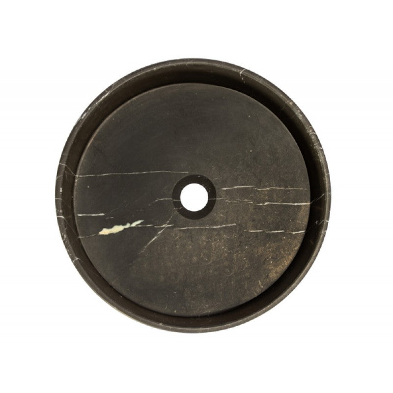 Thin Lip Round Column Vessel Sink - Nero Marquino Marble