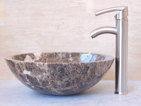 16" Dark Marble Vessel Sink