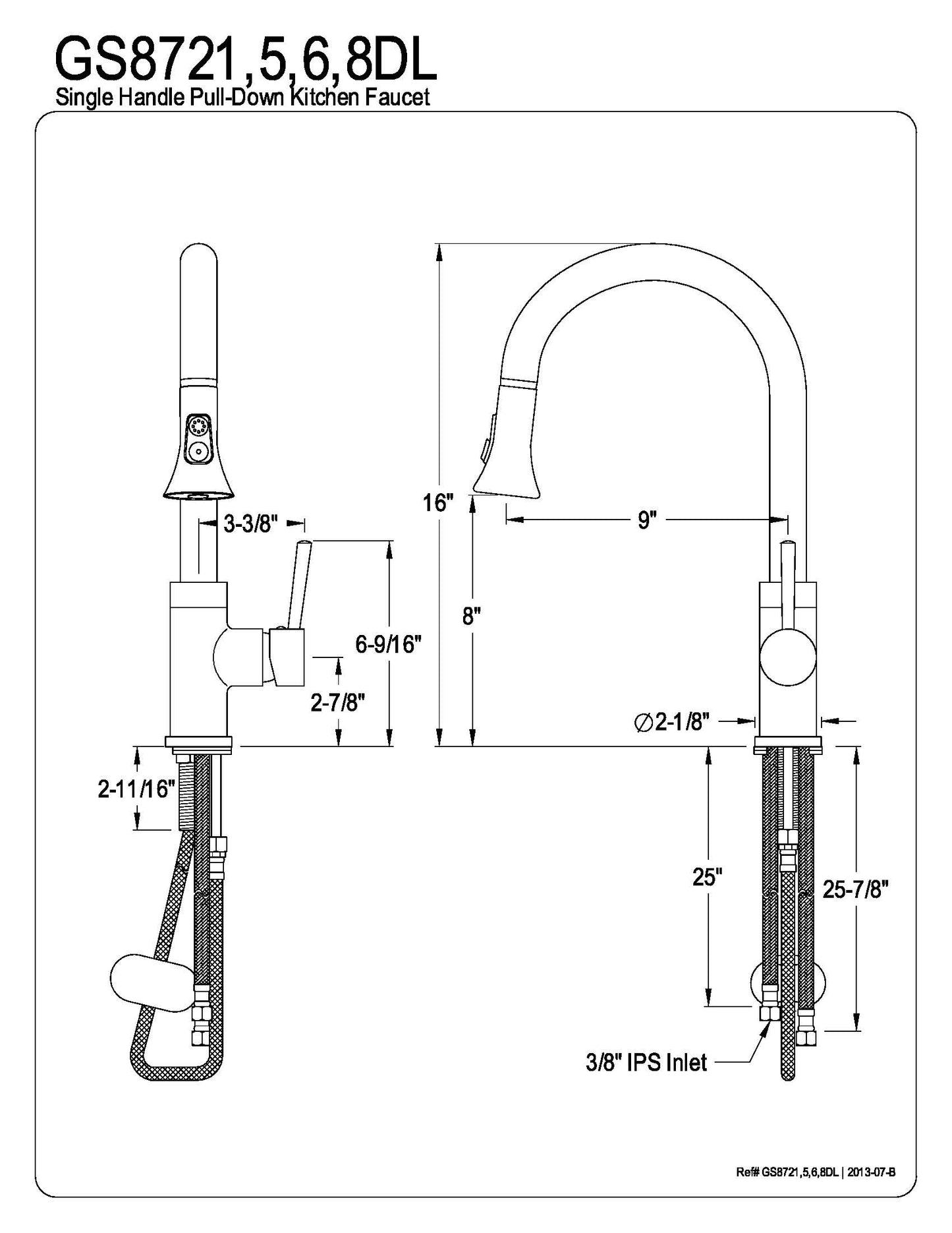 Single Handle Pull-Down Spray Kitchen Faucet