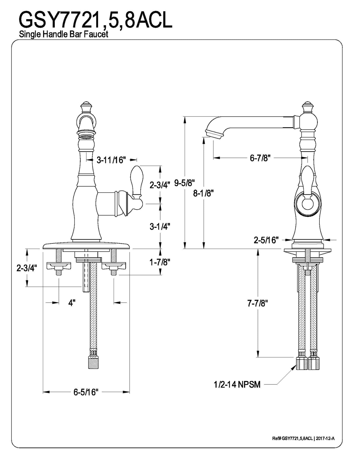 Single-Handle Bar Faucet, Polished Chrome