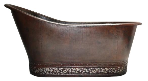 Slipper Copper Bathtub with Scroll Design