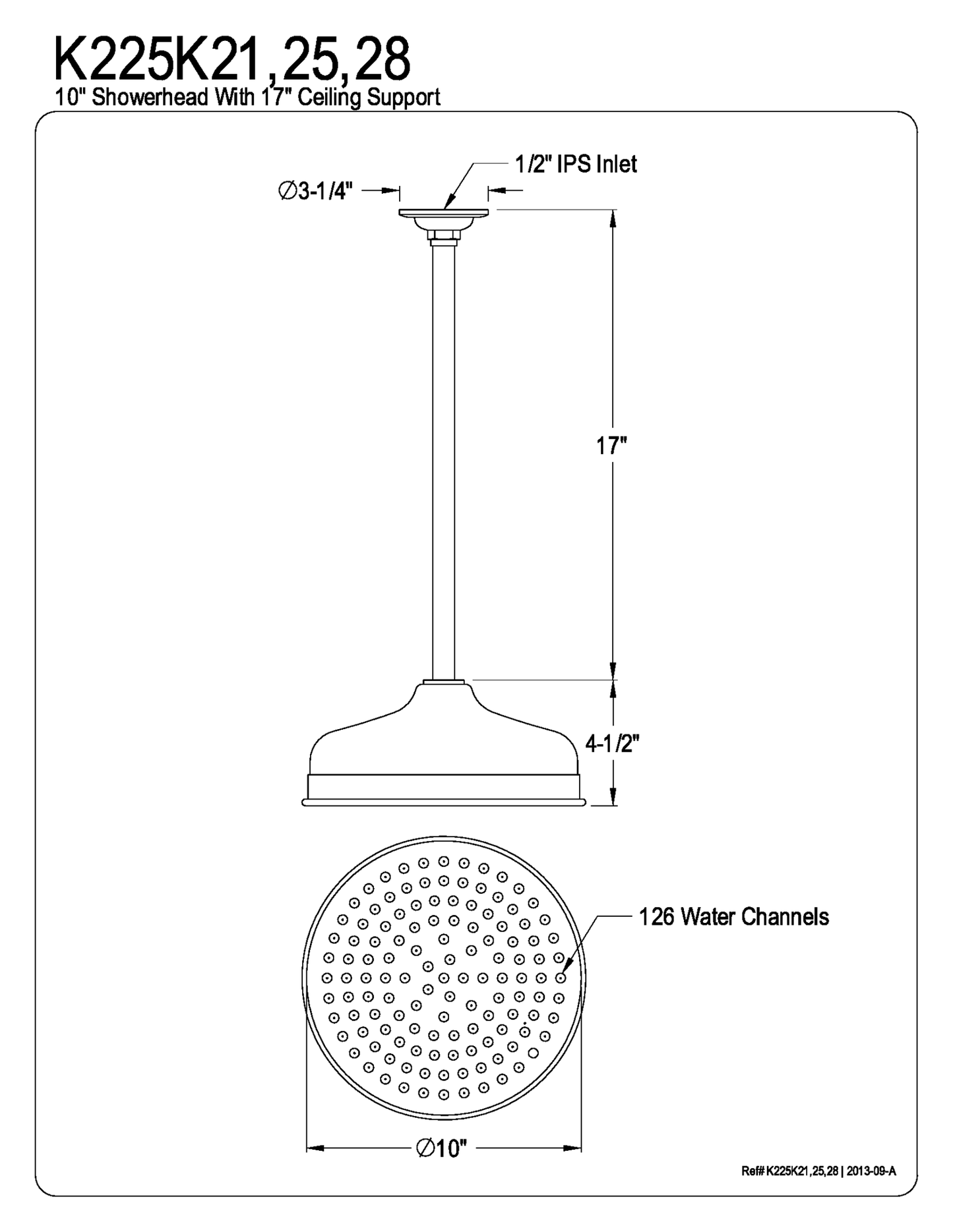 Victorian 10" Shower Head & 17" Ceiling Support Combo