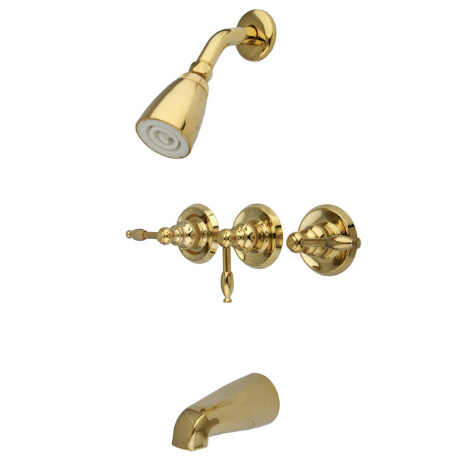 Three Handle Tub and Shower Faucet