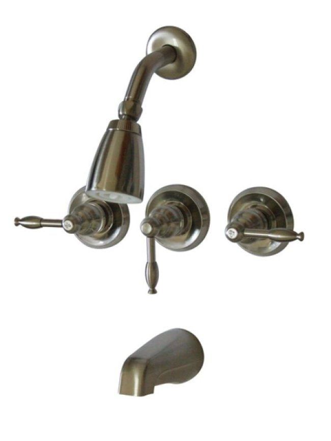 Three Handle Tub and Shower Faucet
