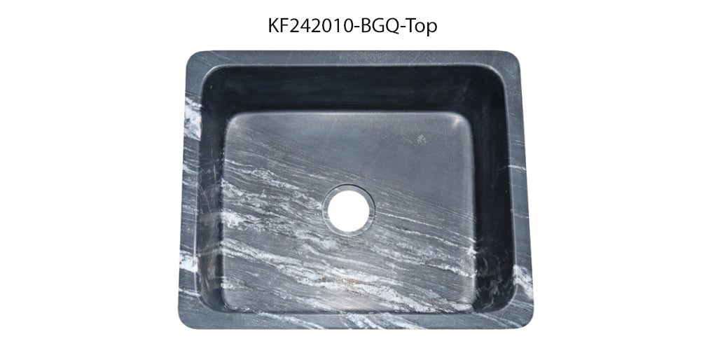 24" Black Glacier Quartz Stone Farmhouse Sink
