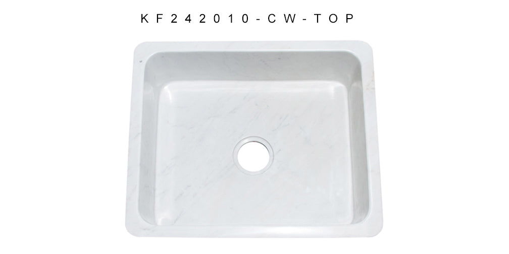 24" White Carrara Marble Sink