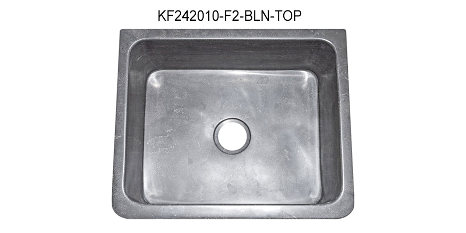 24" Smoke Brown Floral Carved Front Limestone Farmhouse Sink