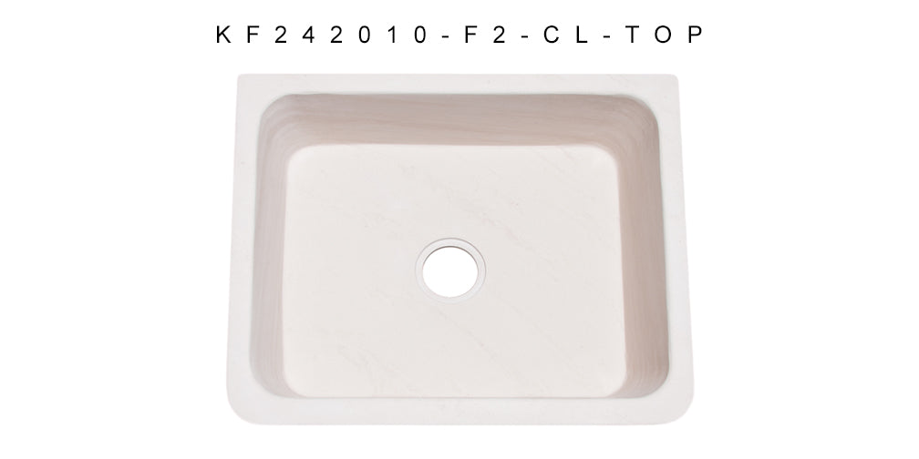 24" Farmhouse Kitchen Sink Floral Carved Front-Crema Lyon Limestone