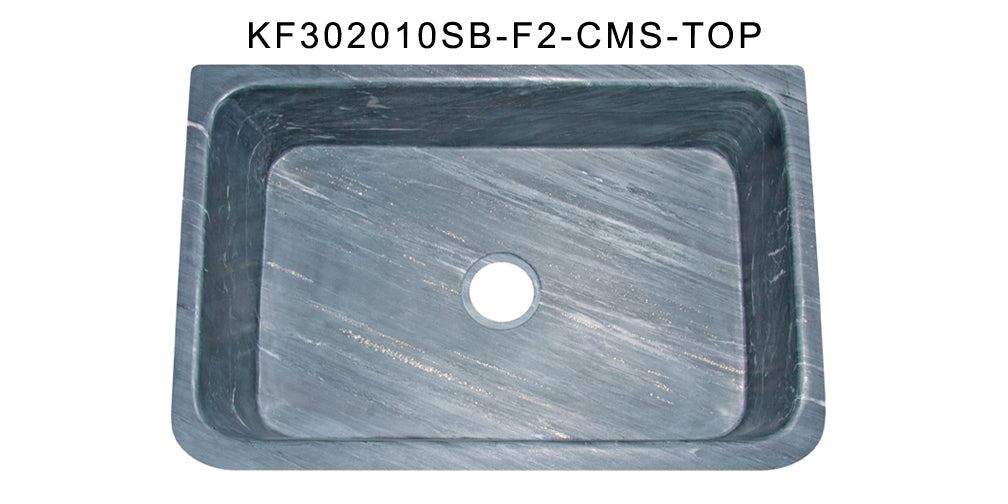 30" Farmhouse Charcoal Soapstone Single Bowl Kitchen Sink with Floral Carving Front