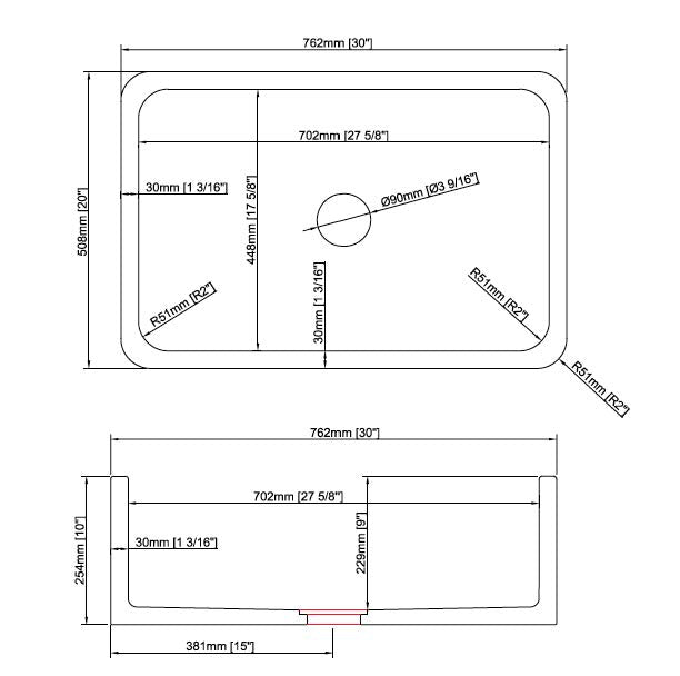 30" Mercury Stone Farmhouse Sink