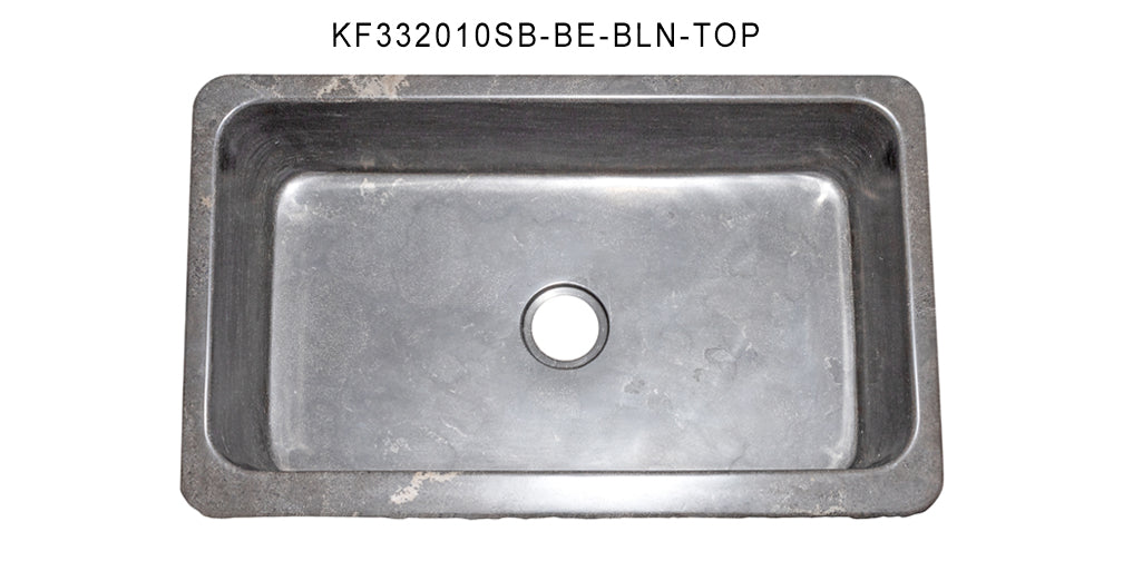 33" Smoke Brown Limestone Chiseled Front Farmhouse Sink