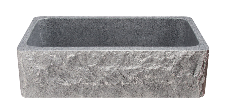 33" Gray Granite Stone Farmhouse Sink with Chiseled Front