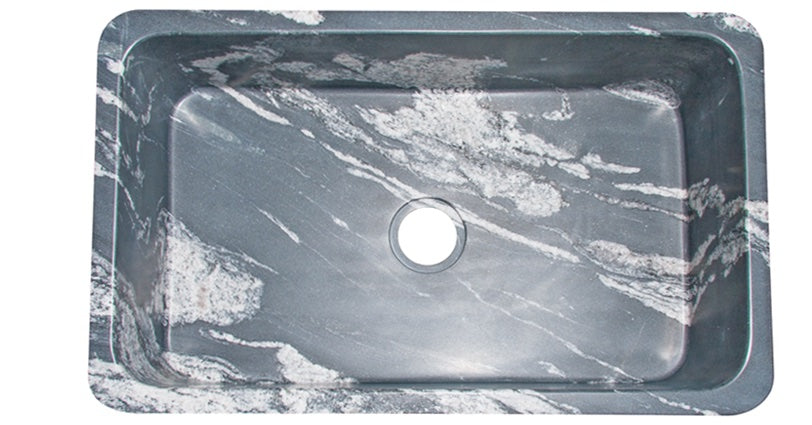 33" Black Glacier Quartz Stone Farmhouse Sink