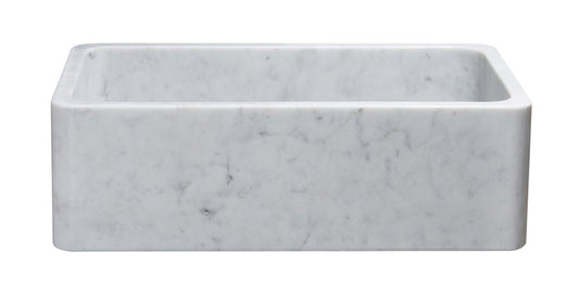 33" White Carrara White Marble Farmhouse Sink