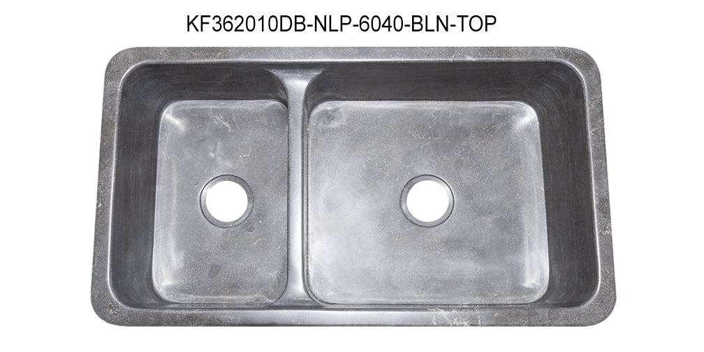 36" Smoke Brown Limestone Double Bowl Farmhouse Sink