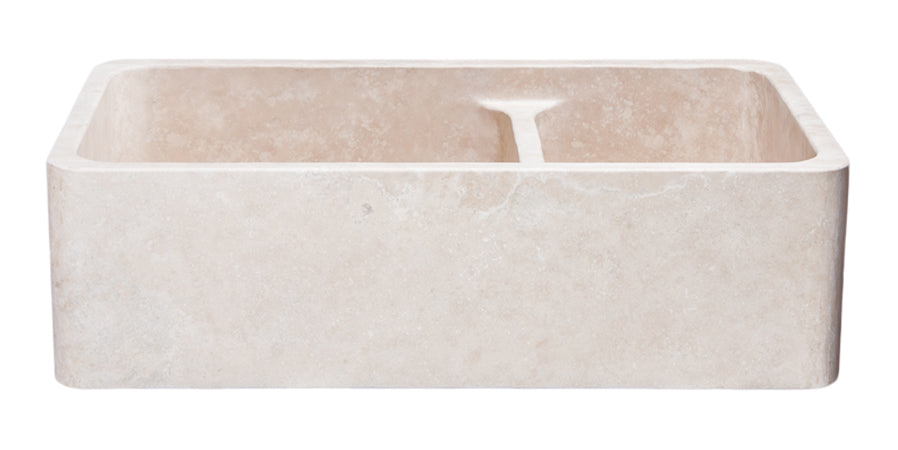 36″Roma Travertine 60/40 Farmhouse Sink