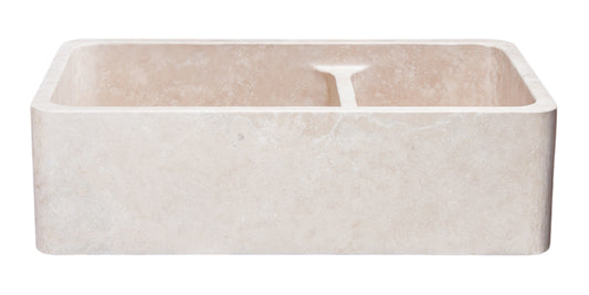 36″Roma Travertine 60/40 Farmhouse Sink