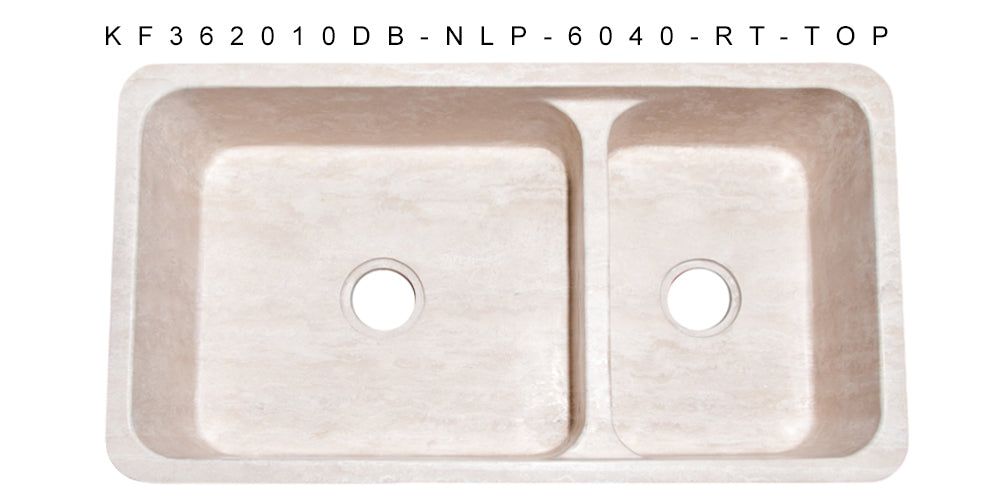 36″Roma Travertine 60/40 Farmhouse Sink