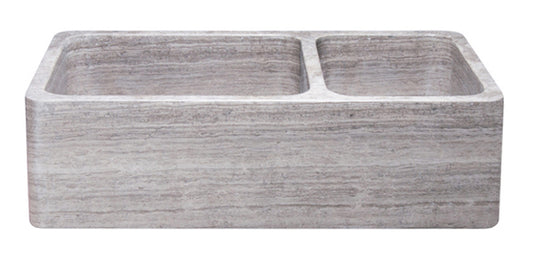 36" 60/40 Split Bowl Stratus Marble Farmhouse Sink