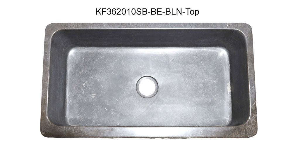 36" Smoke Brown Limestone Chiseled Front Farmhouse Sink