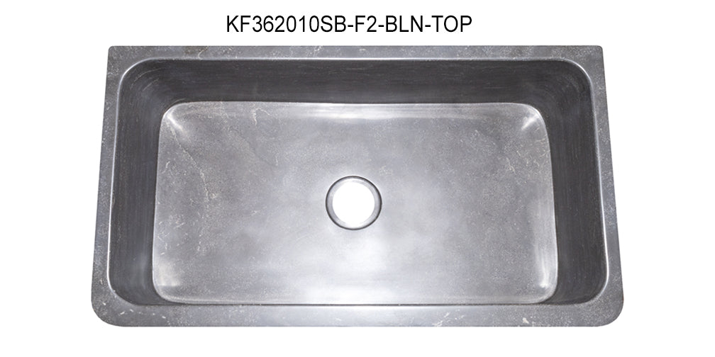 36" Smoke Brown Limestone Floral Carved Front Farmhouse Sink