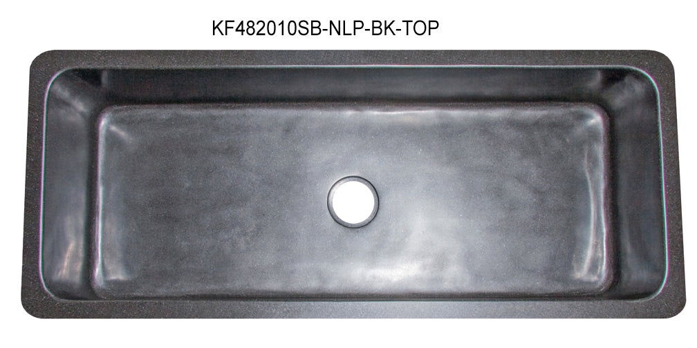 48" Black Honed Granite Single Bowl Farmhouse Sink