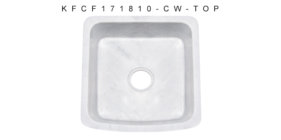 17" Carrara White Marble Curved Front Bar & Prep Sink