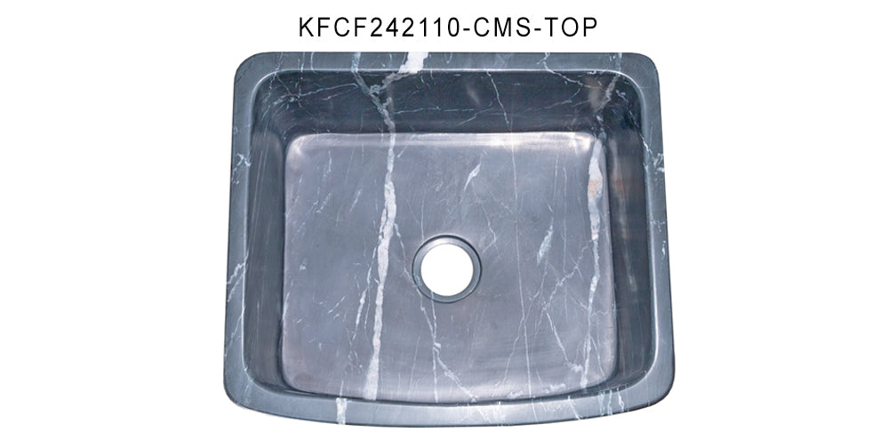 24" Farmhouse Charcoal Soapstone Single Bowl Curved Front Kitchen Sink