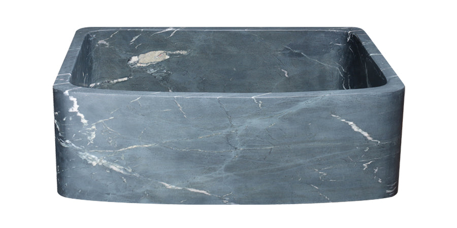 30" Charcoal Soapstone Farmhouse Curved Front Single Bowl Sink