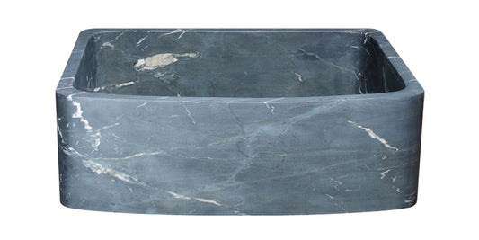 30" Charcoal Soapstone Farmhouse Curved Front Single Bowl Sink