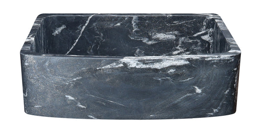 33" Black Glacier Quartz Stone Farmhouse Sink With Curved Front