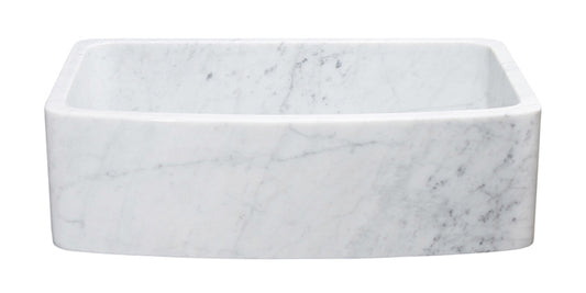 33" White Carrara Marble Curved Apron Front Sink