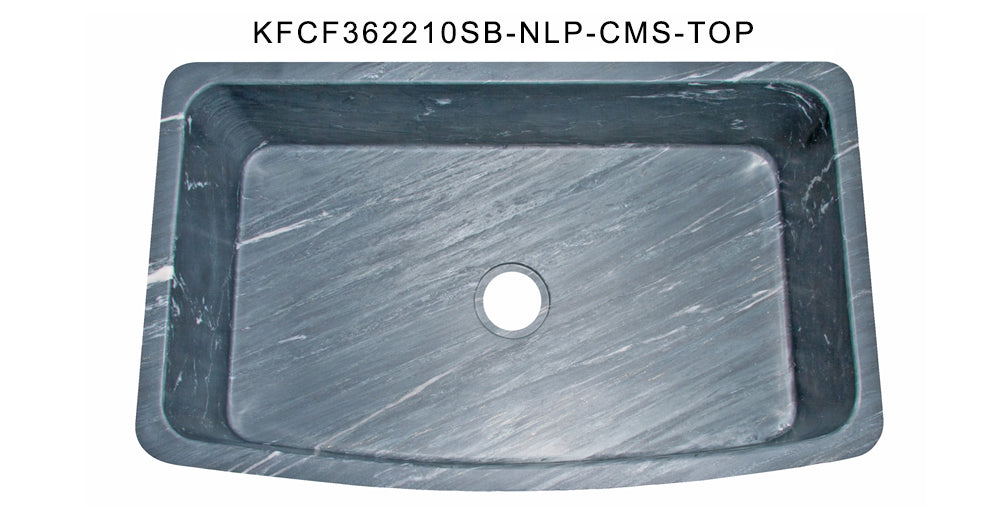 36" Farmhouse Charcoal Soapstone Single Bowl Sink with Curved Front