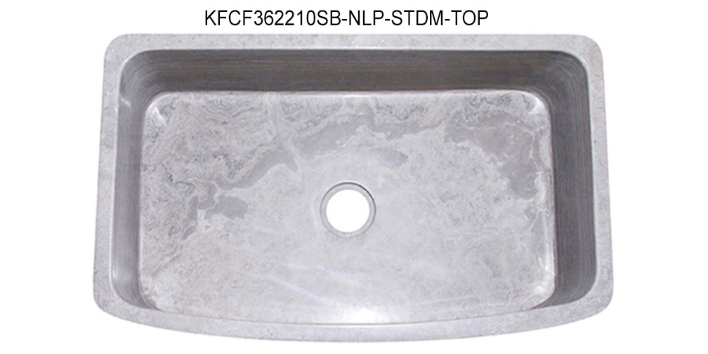 36" Single Bowl Curved Front Stratus Marble Farmhouse Sink