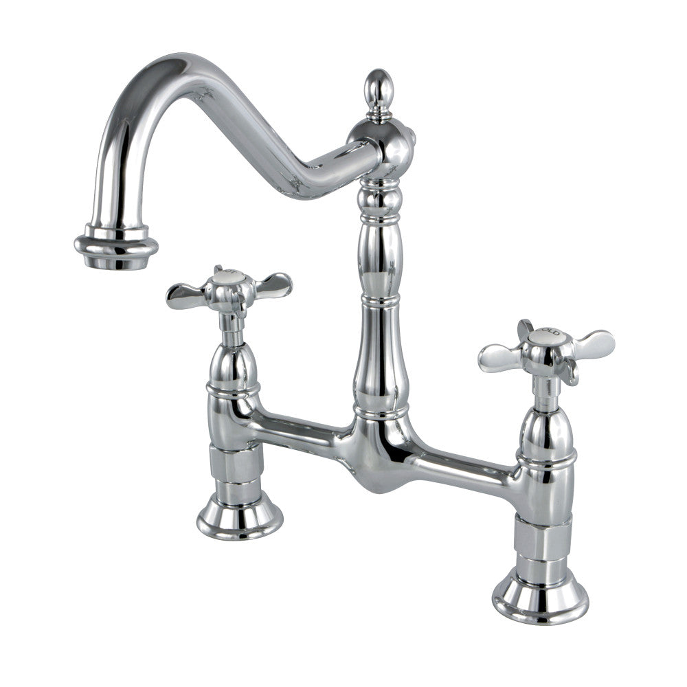 Essex Cross Handles Bridge Kitchen Faucet