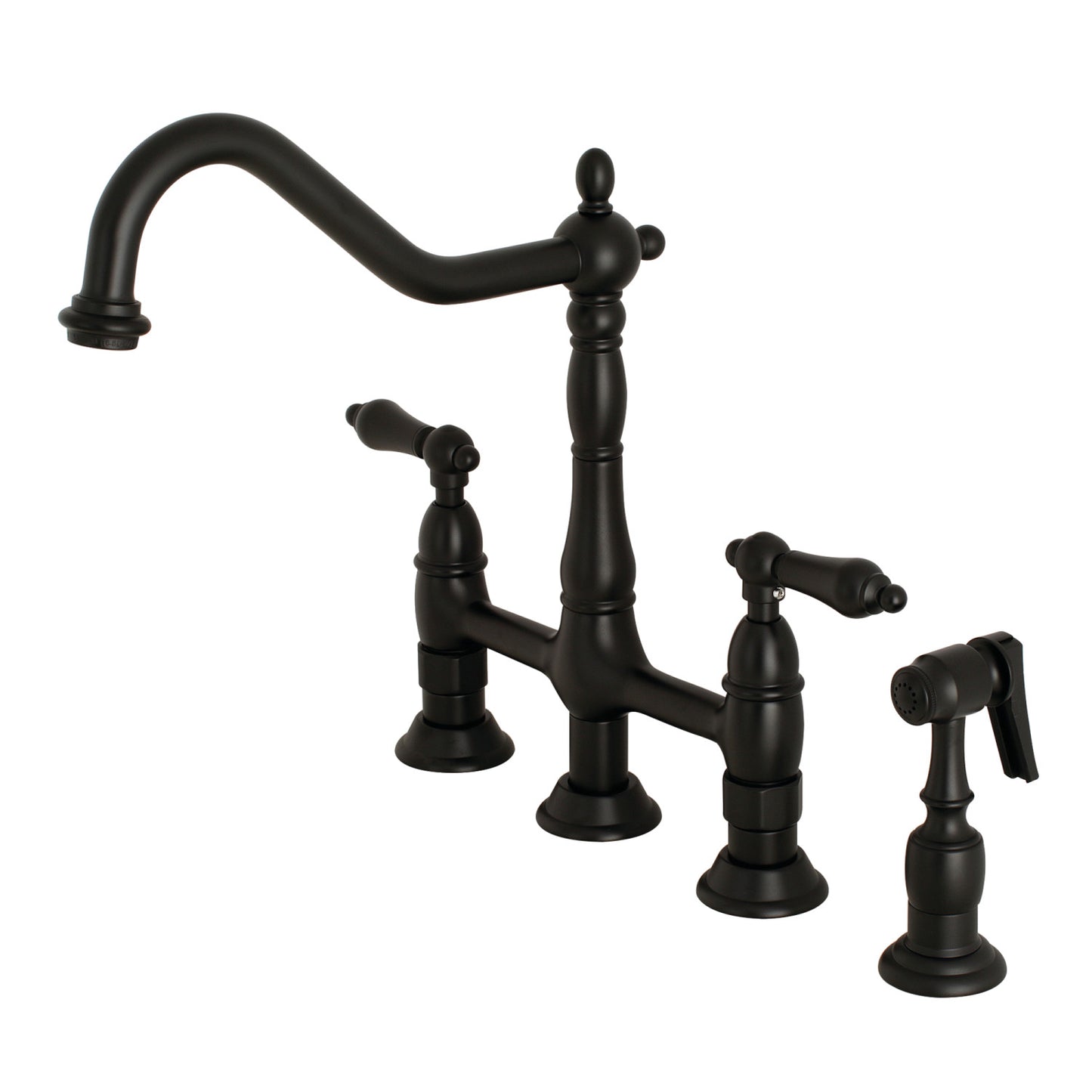 Lever Handles Bridge Kitchen Faucet with Side Spray