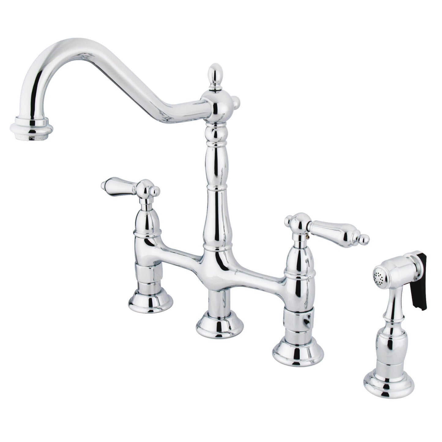 Lever Handles Bridge Kitchen Faucet with Side Spray