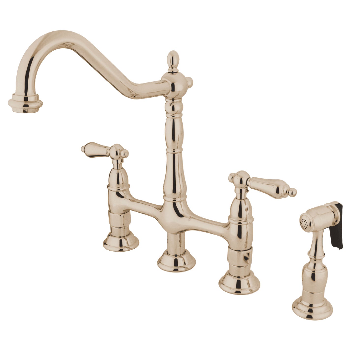 Lever Handles Bridge Kitchen Faucet with Side Spray