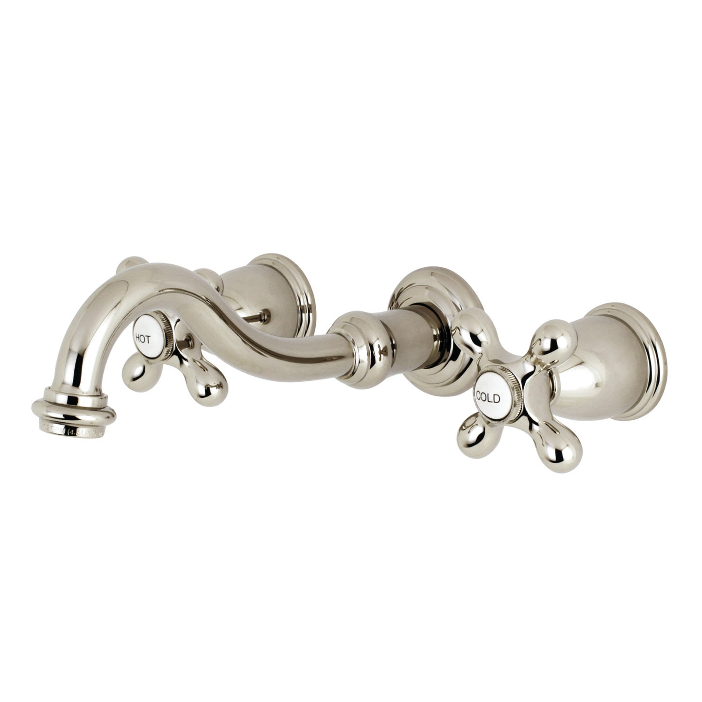 Vintage 8-Inch Wall Mount Sink Faucet with Cross Handle, Polished Nickel