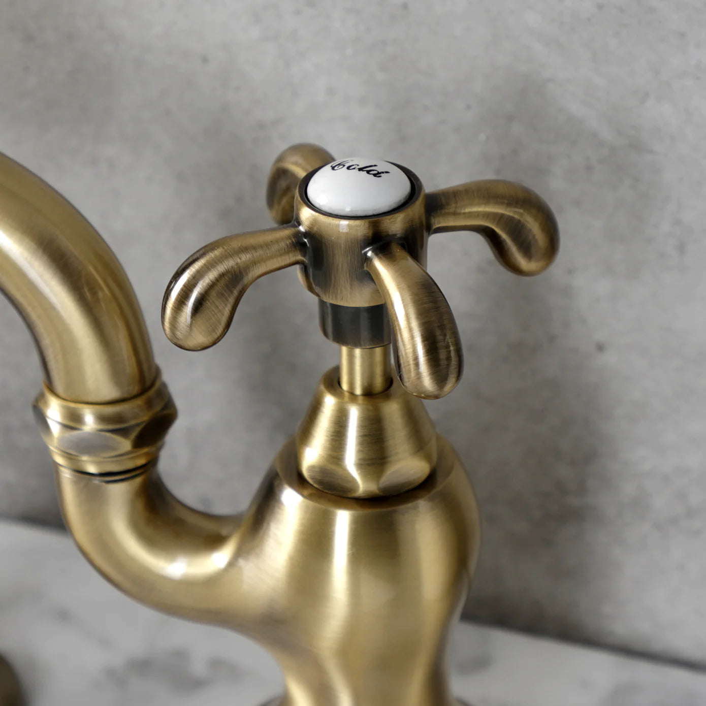 French Country Bridge Bathroom Faucet with Spoke Handles