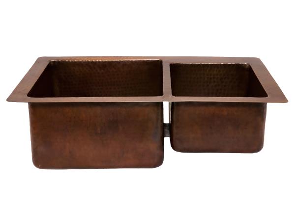 Classic Copper Kitchen Sink 60/40 Split
