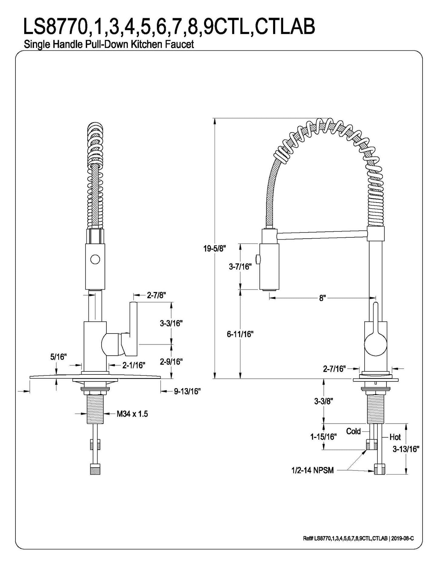 Continental Single-Handle Pre-Rinse Kitchen Faucet