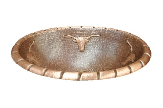 Oval Copper Sink with Longhorn Design