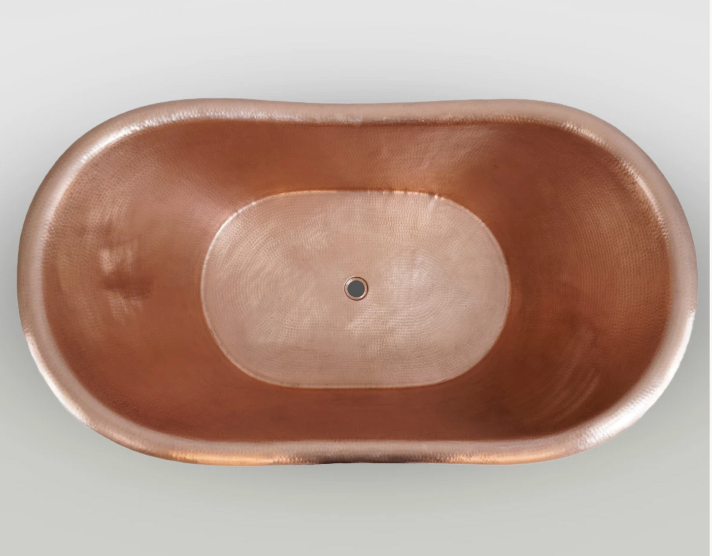 Double Slipper Hammered Copper Bathtub