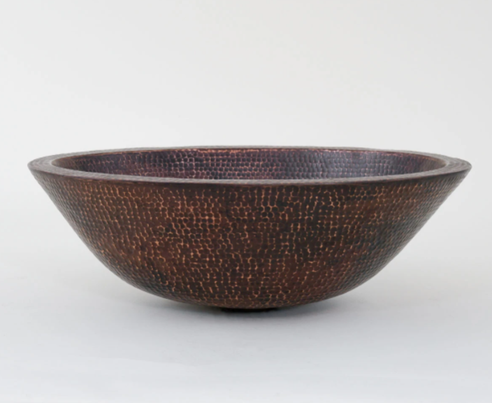 Oval Double Bowl Vessel Hammered Copper Sink