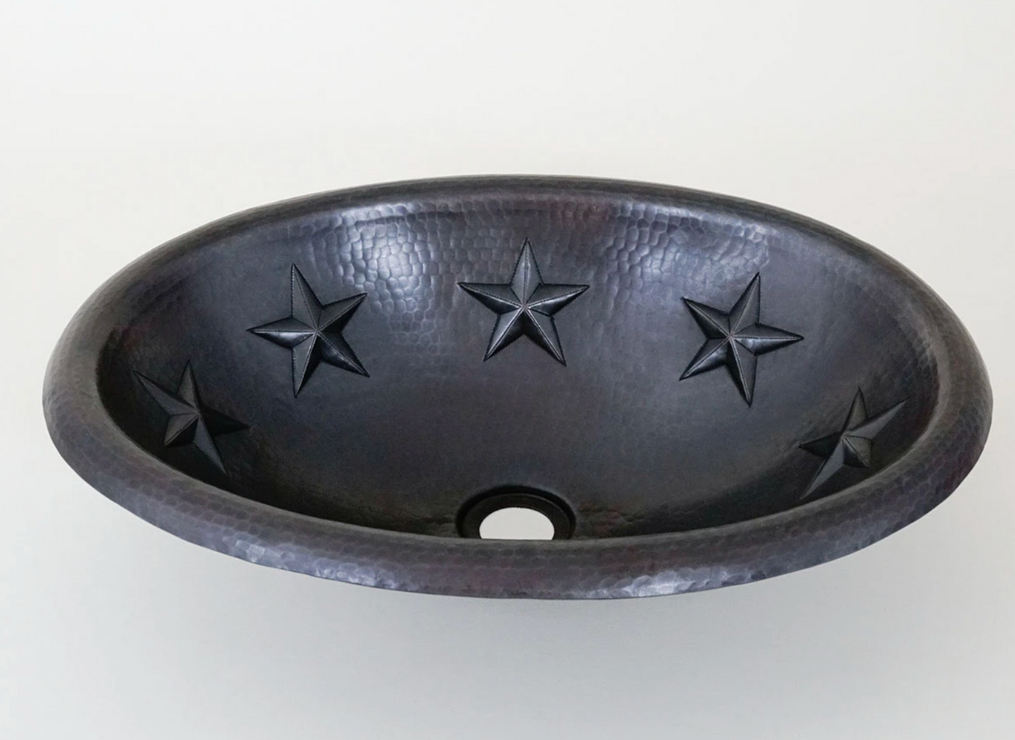 Oval Copper Sink with Stars Design