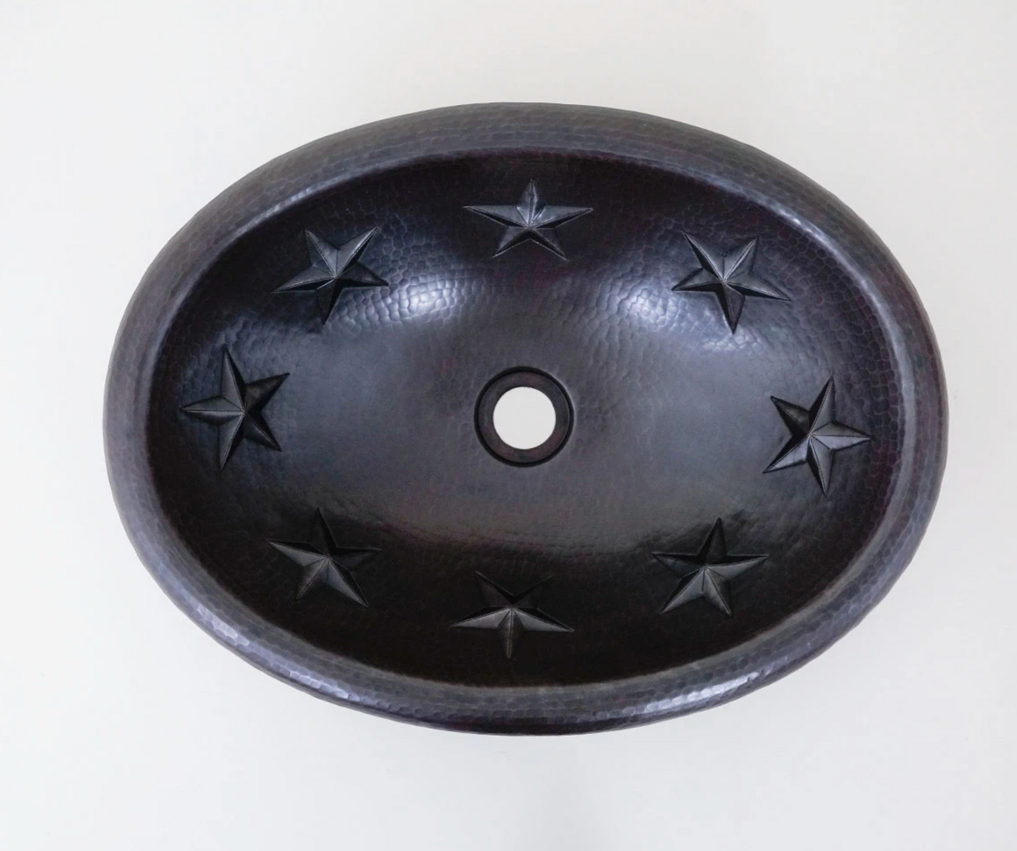 Oval Copper Sink with Stars Design