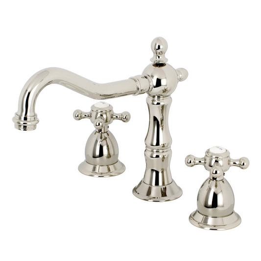 Heritage Deck Mounted Widespread Bathroom Faucet with Cross Spoke Handles