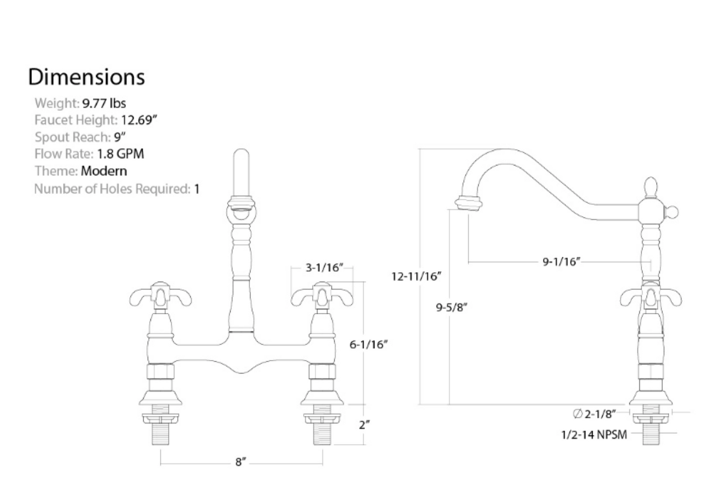 French Country Kitchen Bridge Faucet